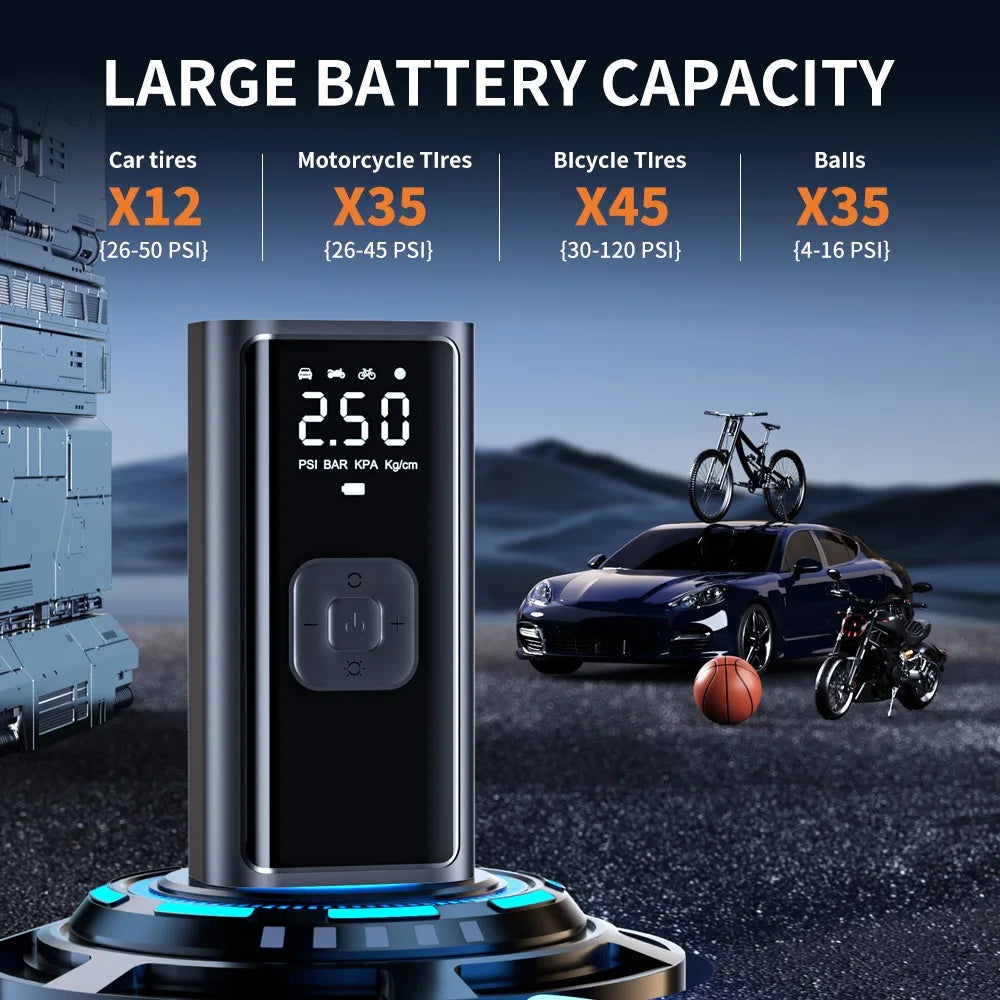 Rechargeable Car Air Pump – 150 PSI with Digital Display