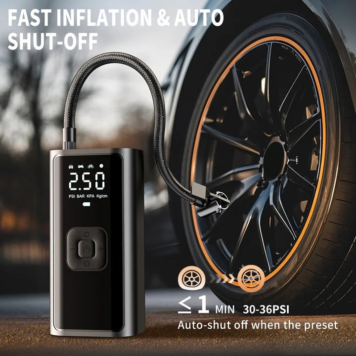 Rechargeable Car Air Pump – 150 PSI with Digital Display