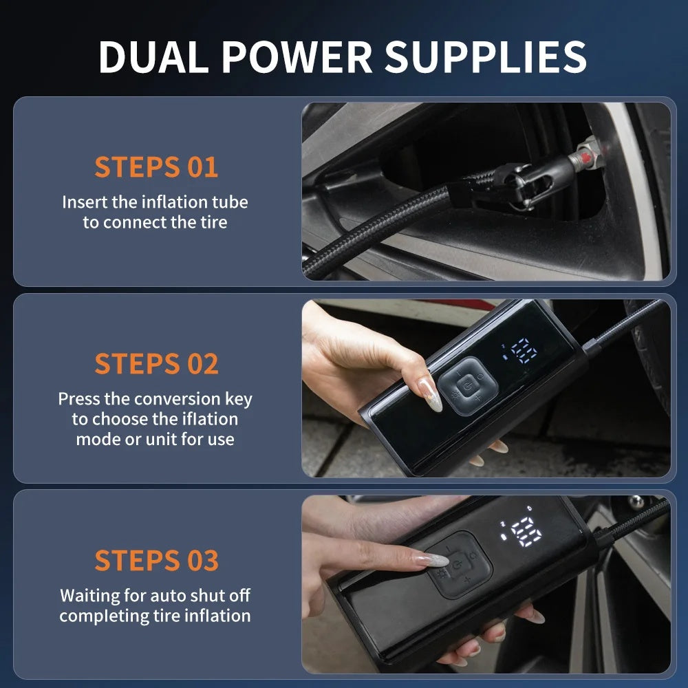 Rechargeable Car Air Pump – 150 PSI with Digital Display