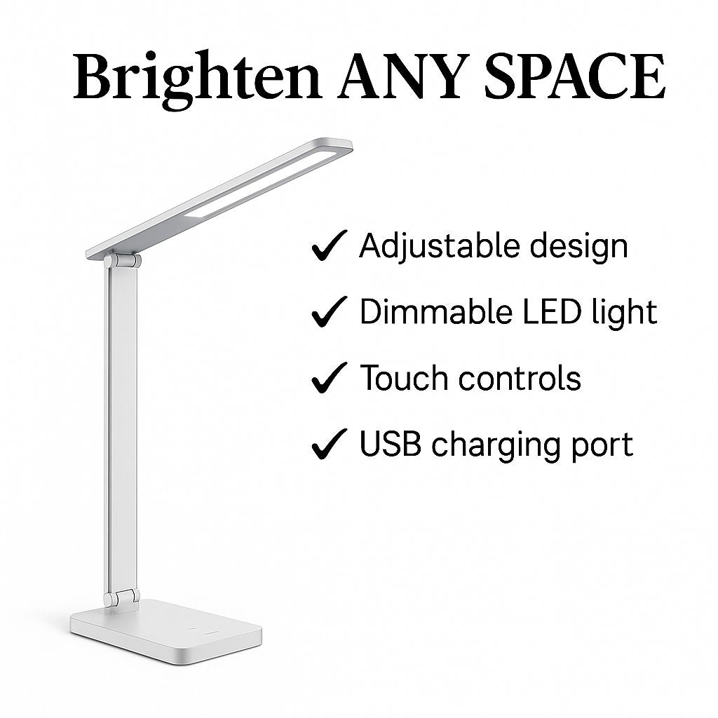 LED Desk Lamp - Touch Control, USB Charging, Eye-Care Light