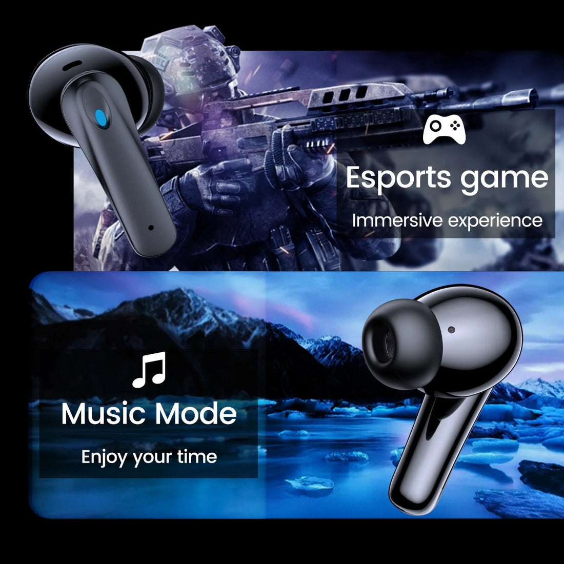 TWS Wireless Earbuds Bluetooth 5.4 – Noise Cancelling, Game/Music Mode, 60H Battery